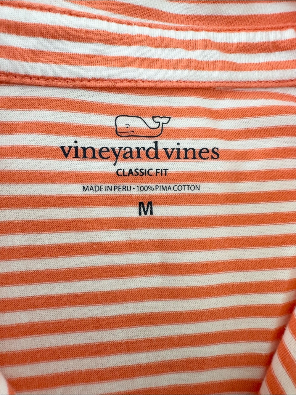Vineyard Vines Orange & White Polo Men's Medium - Picture 3 of 5